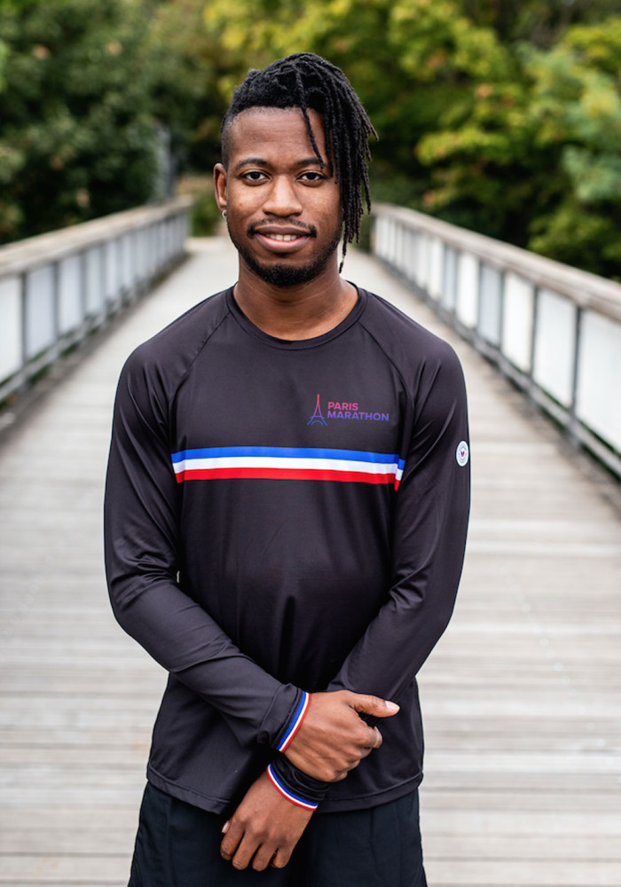 Tee shirt running Marathon de Paris Champion de France Noir manches longues