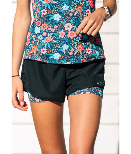 SHORT RUNNING FEMME BORDEAUX FLORAL