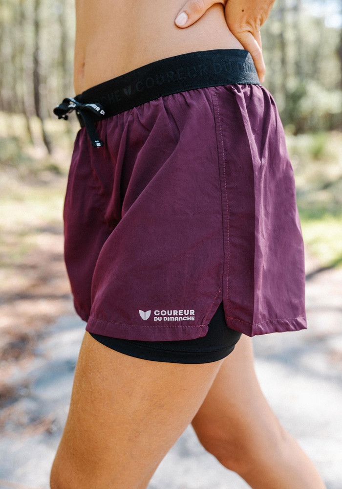 SHORT RUNNING FEMME BORDEAUX