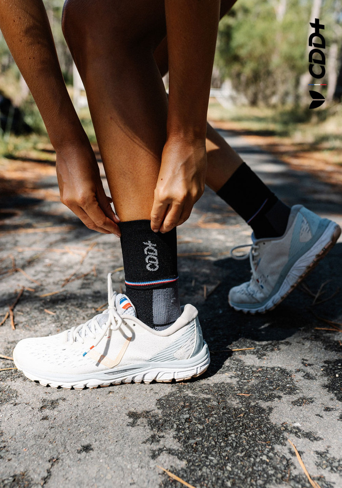 Chaussettes Running Hautes Sensus Noir - Made in France et recyclé