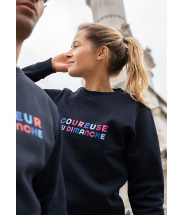 Le Sweat Coureuse Du Dimanche - Bleu marine & coloré (F)