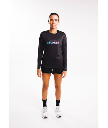 T-shirt ML Active Noir Logo Bleu F