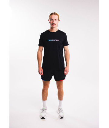 T-shirt Unisexe Noir Logo Bleu