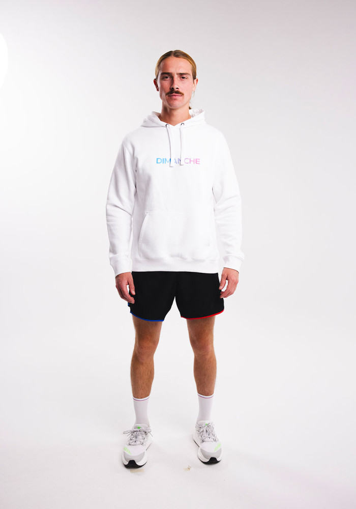 Sweat Unisexe Blanc Logo Bleu