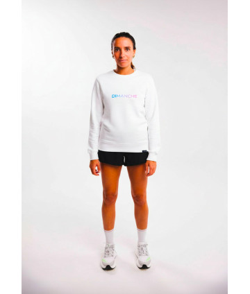 Sweat col rond Blanc Logo bleu F
